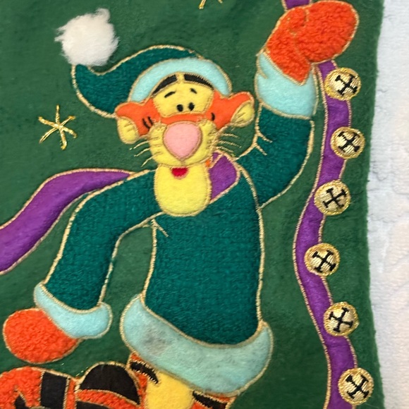 Vintage Disney Licensed Tigger 3D Green Felt Applique Stocking Excellent 19” - Picture 7 of 15